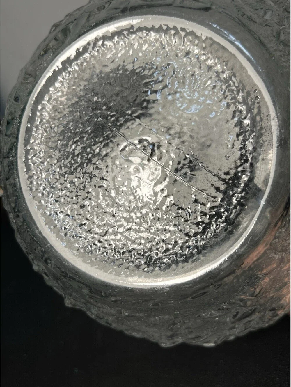 Anchor Hocking 1960s Lido Milano Clear Crinkle Ball Pitcher, 5x8.75”